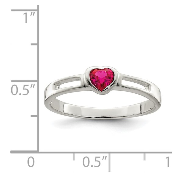 925 Sterling Silver Red CZ (Cubic Zirconia) Heart Ring - Picture 3 of 6